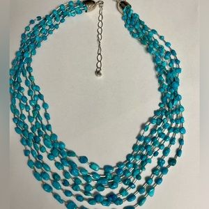 Jay King DTR Liquid Sterling Silver Blue Turquoise Multi Strands Necklace.